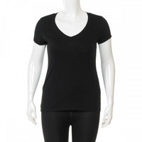 PLUS SIZE V-NECK LIGHTWEIGHT ELASTIC BASIC SHORT SLEEVE TEE