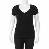 PLUS SIZE V-NECK LIGHTWEIGHT ELASTIC BASIC SHORT SLEEVE TEE