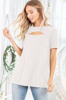 Ivory Round Neck Peek A Boo Top - Plus