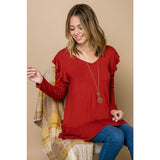 Lovely V Neck Solid Jersey Top