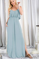 Solid Maxi With Cross Back and Ruffle Top