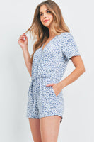 SURPLICE V-NECKLINE LEOPARD FRONT RIBBON ROMPER
