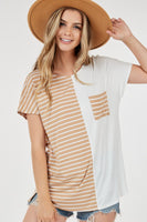 Round Neck Split Stripe Top
