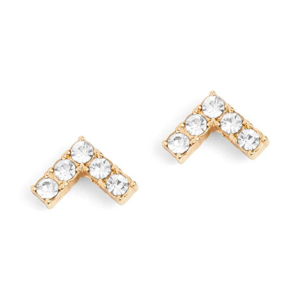 Gold Fashion Arrow with Stones Stud Earrings