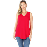 Luxe Sleeveless V-Neck Hi-Low Hem Tank