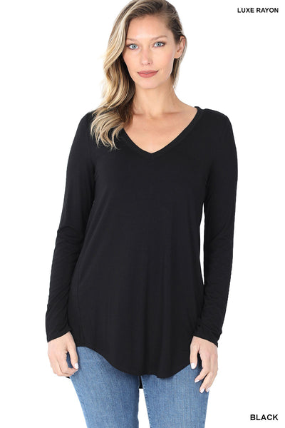 Luxe Rayon Long Sleeve V-Neck