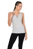 Ribbed Tank Top with Button Detail