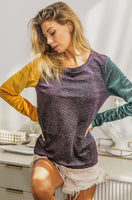 Mardi Gras Color Block Metallic Textured Knit Top
