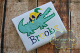 Mardi Gras Gator Applique and Embroidered Shirt