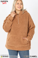 PLUS Soft Sherpa Half Zip Hoodie - With Pocket