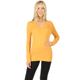 Cotton V-Neck Long Sleeve Top - Junior Fit