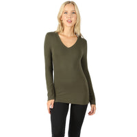 Cotton V-Neck Long Sleeve Top - Junior Fit