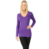 Cotton V-Neck Long Sleeve Top - Junior Fit