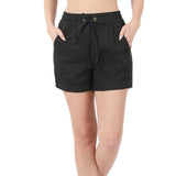 PLUS - Linen Drawstring Shorts with Pockets