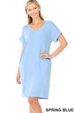 Plus Rolled Short Sleeve V-Neck Dress