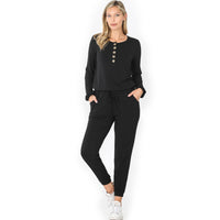 Long Sleeve Jogger Jumpsuit - Multiple Colors