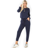 Long Sleeve Jogger Jumpsuit - Multiple Colors