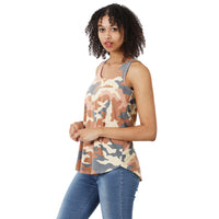 Camo Sleeveless Round Neck and Hem Top
