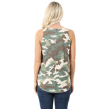 Camo Sleeveless Round Neck and Hem Top