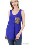 Sleeveless Leopard Print Pocket Tank