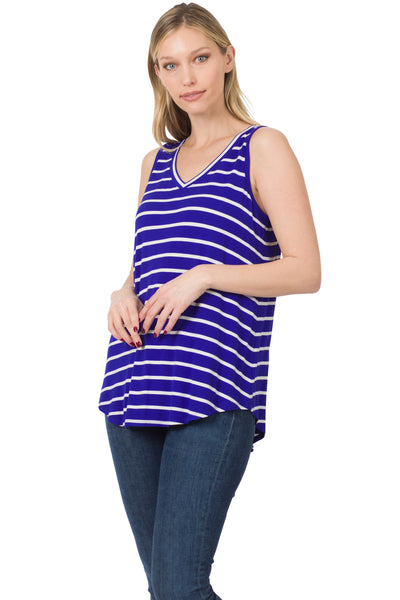 Stripe Sleeveless V-Neck Top