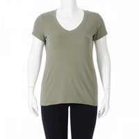 PLUS SIZE V-NECK LIGHTWEIGHT ELASTIC BASIC SHORT SLEEVE TEE