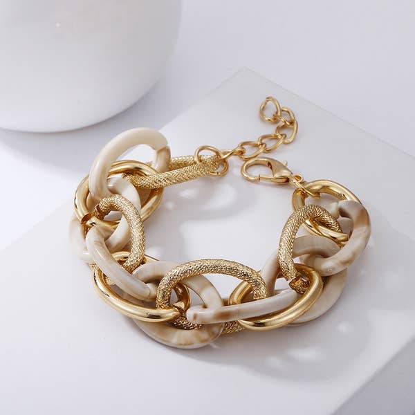 Trixi Sand & Gold Resin Chain Link Chunky Bracelet