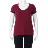 PLUS SIZE V-NECK LIGHTWEIGHT ELASTIC BASIC SHORT SLEEVE TEE