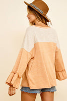 Two Tone Long Sleeve Baby Doll Top