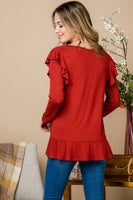 Lovely V Neck Solid Jersey Top