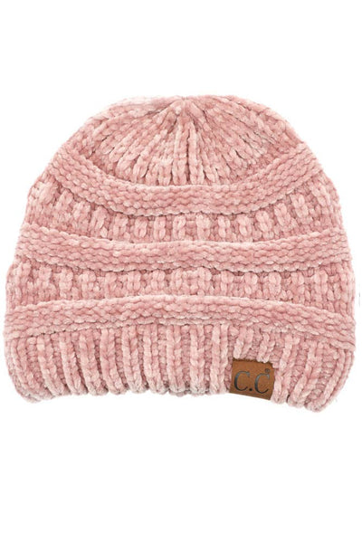 C.C Ribbed Chenille Beanie - Rose