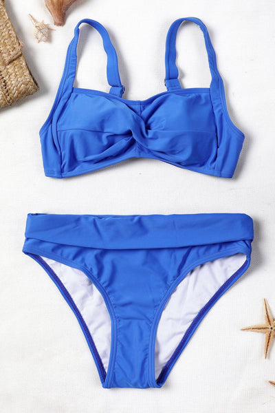 Solid Wrap Cross Sporty Bikini