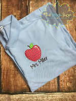 Teacher Apple Applique and Embroidered Polo