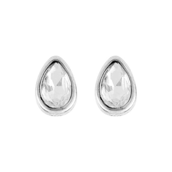 Silver Clear Tear Drop Earrings