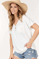 Short Sleeve Pocket Tee with Buttons - Multiple Colors