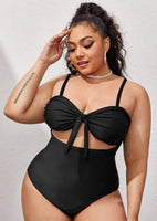 Plus Sweetheart Bandeau Tying Cut Out One-Piece