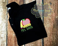 Apple Pencil Ruler Applique and Embroidered Polo