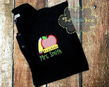 Apple Pencil Ruler Applique and Embroidered Polo