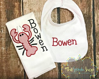 Crawfish Bib and Burp Cloth Set