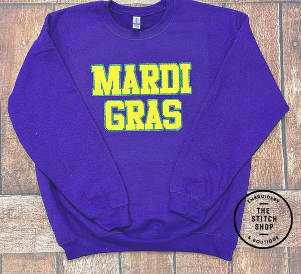 Mardi Gras Glitter and Puff Sweatshirt