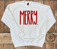 Youth Puff Print Merry Unisex Gildan Soft Style Sweatshirt