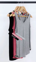 Cutout Solid Knit Tank Top - Black